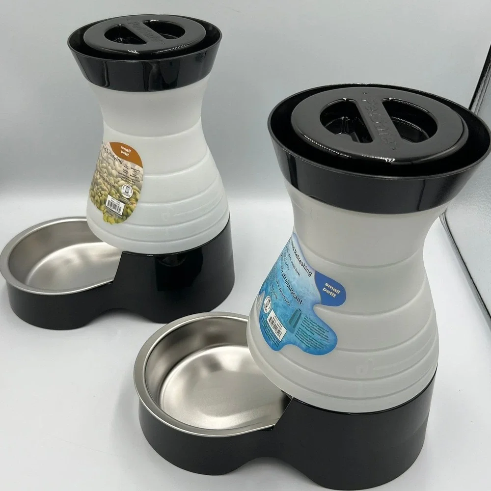PetSafe Food Water Station Set Healthy Pet Small Black White New PFD17-11858